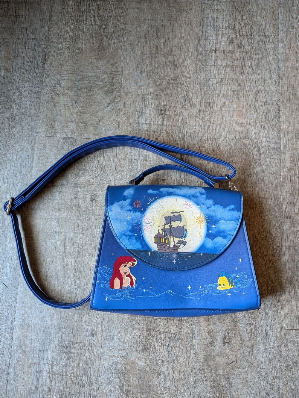 Loungefly The Little Mermaid Fireworks Glow In The Dark Satchel Crossbody Bag